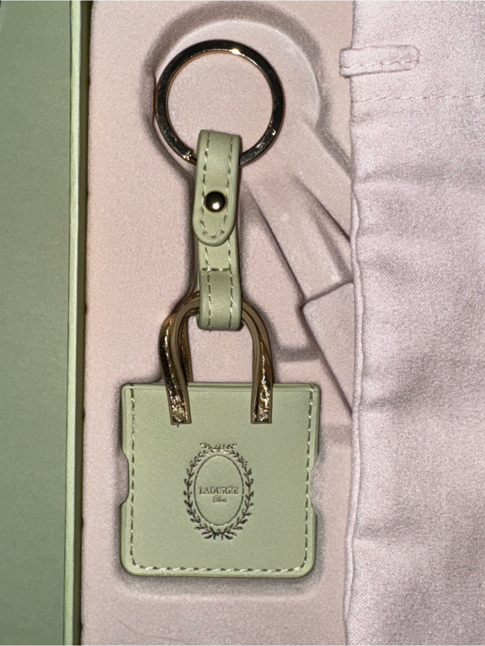 NEW! Ladurée Bag Keychain (Mini Bag Only) New in Box with Ribbon & Storage Pouch - Picture 6 of 7